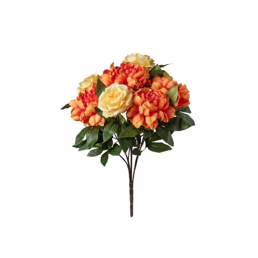 MAZZO ROSE E PEONIE X 9 CM.53 GIALLO ARANCIO